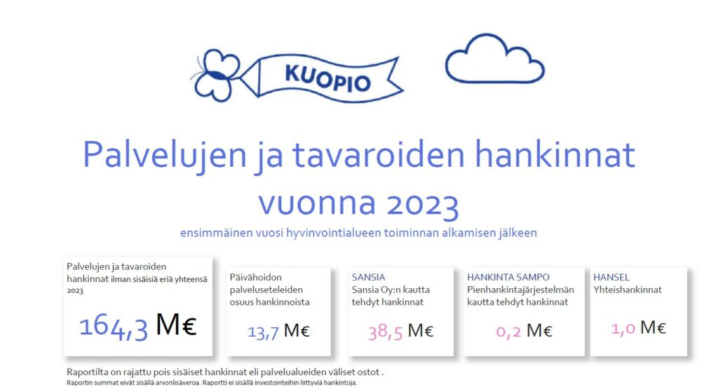 Kaaviokuva palveluiden ja tavaroiden ostoista vuonna 2023.